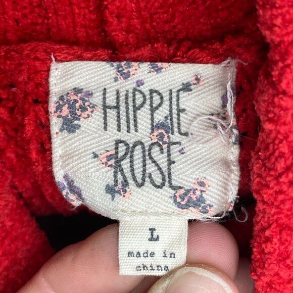 Hippie Rose Red Turtleneck Sweater Size Large - Picture 4 of 6